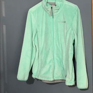 Fuzzy mint green zip up jacket